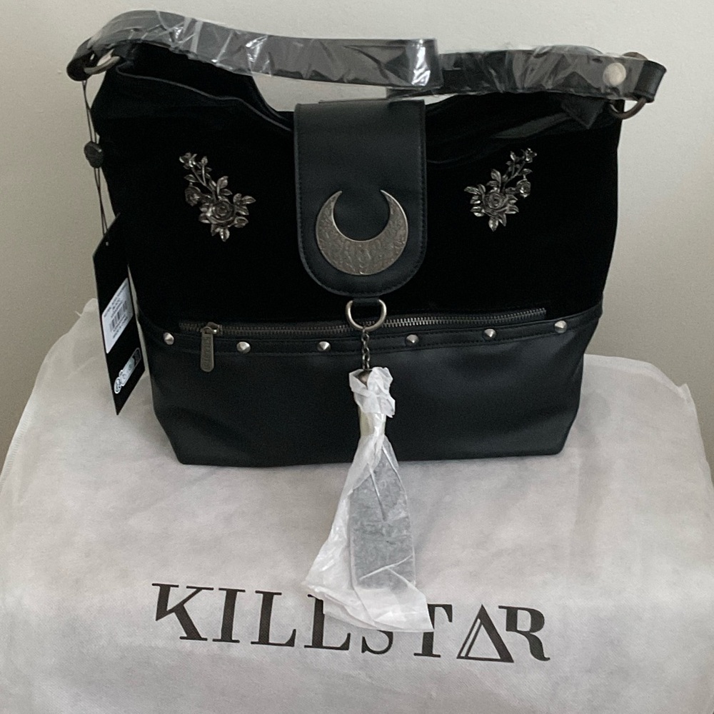 Killstar Astral Aura Crescent Moon Floral Tassle Gothic Shoulder Handbag Purse